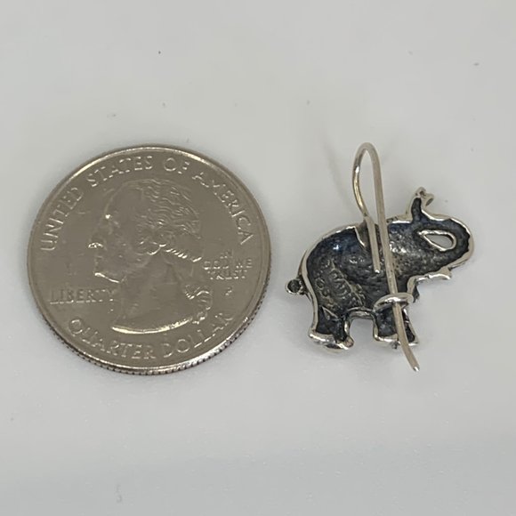 925 Sterling Vintage French Wire Elephant Earrings - Picture 3 of 4
